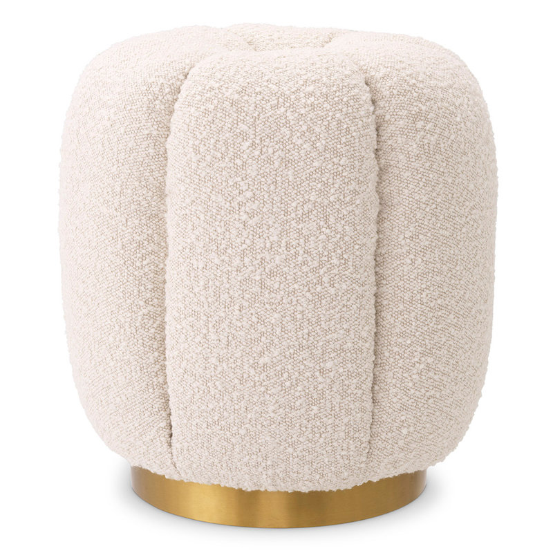 Orchanic Upholstered Ottoman, Bouclé Cream Polyester Blend