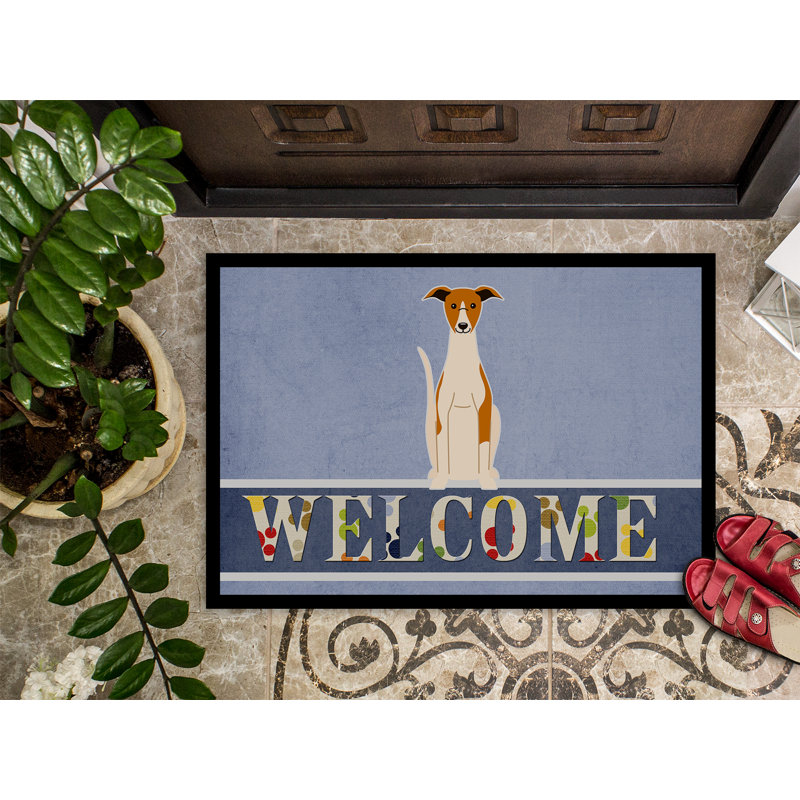 Whippet welcome 27 po x 18 po tapis de porte extérieur antidérapant