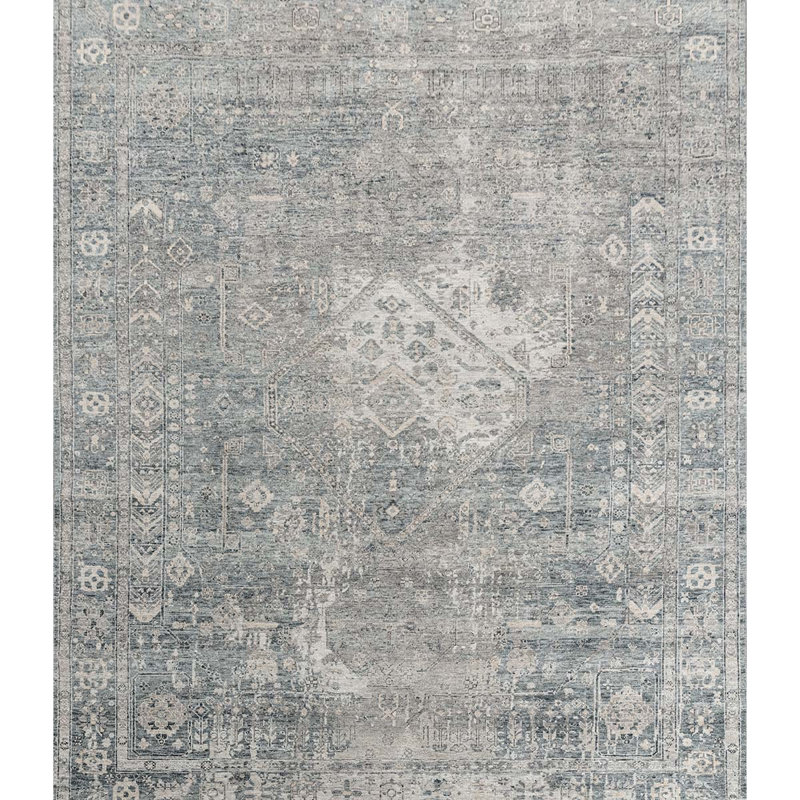 Wool Oriental Area Rug in Gray, Rectangle 12' x 15'