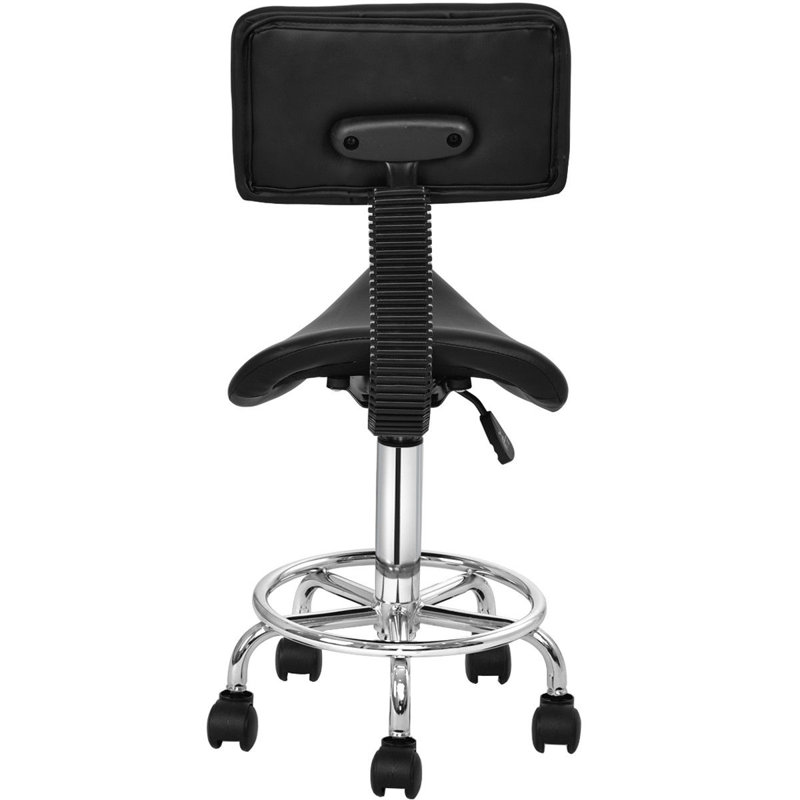 Tabouret de salon à siège réglable en hauteur avec roulettes doubles Wanette, Noir