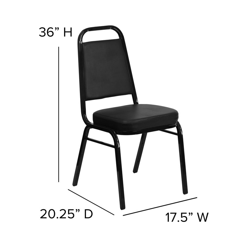 Hercules Series 20.25" Armless Stacking Banquet Chair in Black Vinyl