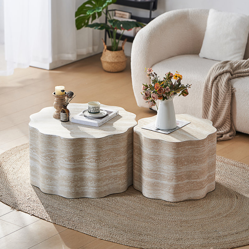 Ensemble de 2 tables basses rondes pour le salon (table incluse seulement)