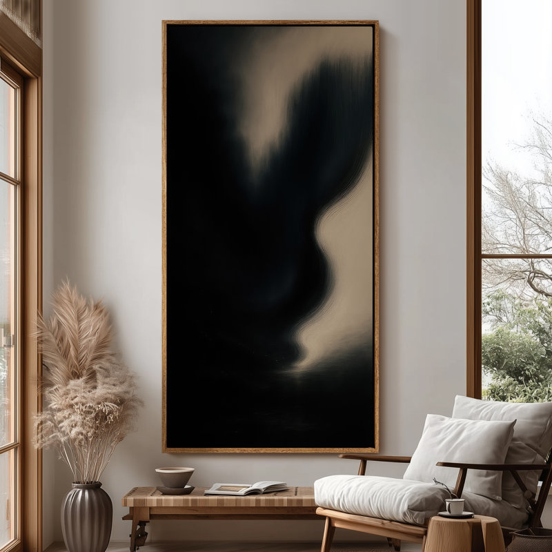 Très grand art mural rétro encadré pour art classique, H 60 po x l 30 po, Naturel