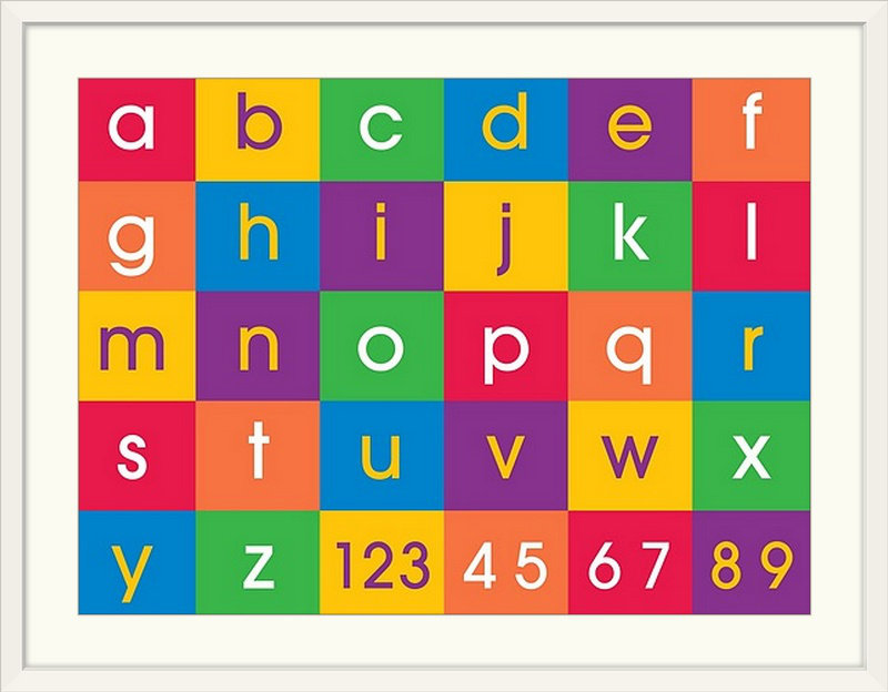 «Alphabet» par Justin, art textuel, H 18 po x l 24 po x P 1,25 po, Toile