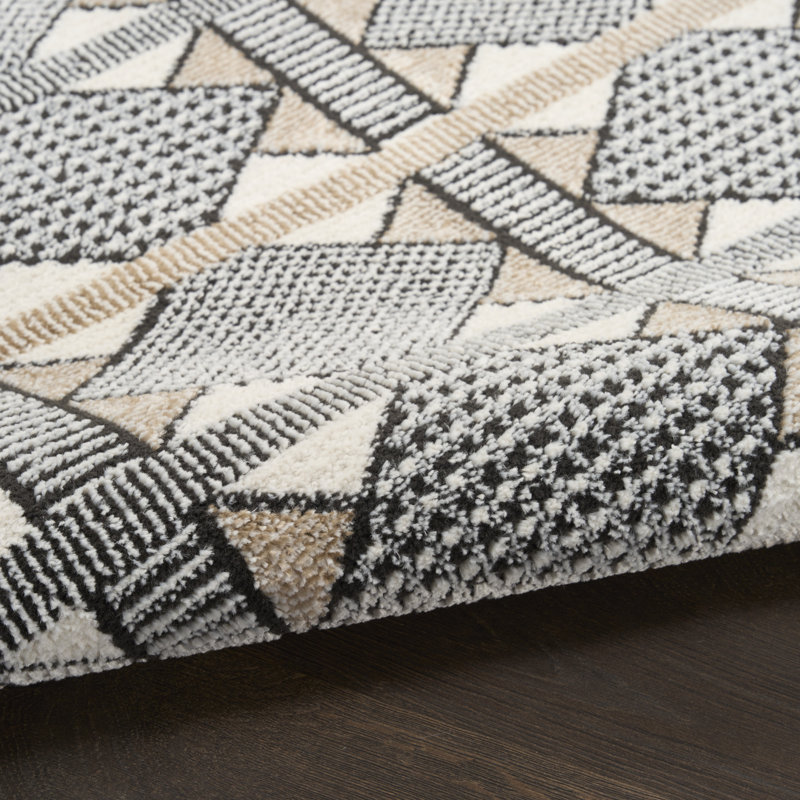 Ebern Designs Reimann Ivory Multicolor Modern Indoor Rug, Rectangle 4' x 6'