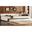 Grand lit tapissier beige moderne avec 2 tiroirs élancés, plateforme élégante et tiroirs de rangement-1005992401