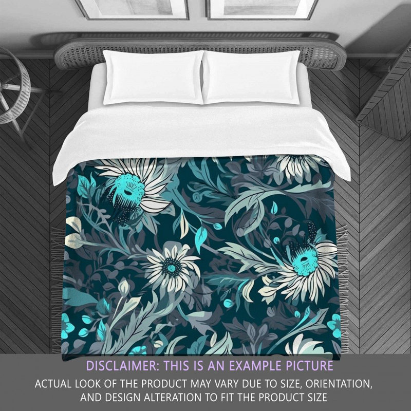 Machine Printed Comforter, Twin Extra Long Comforter, Silver/Turquoise