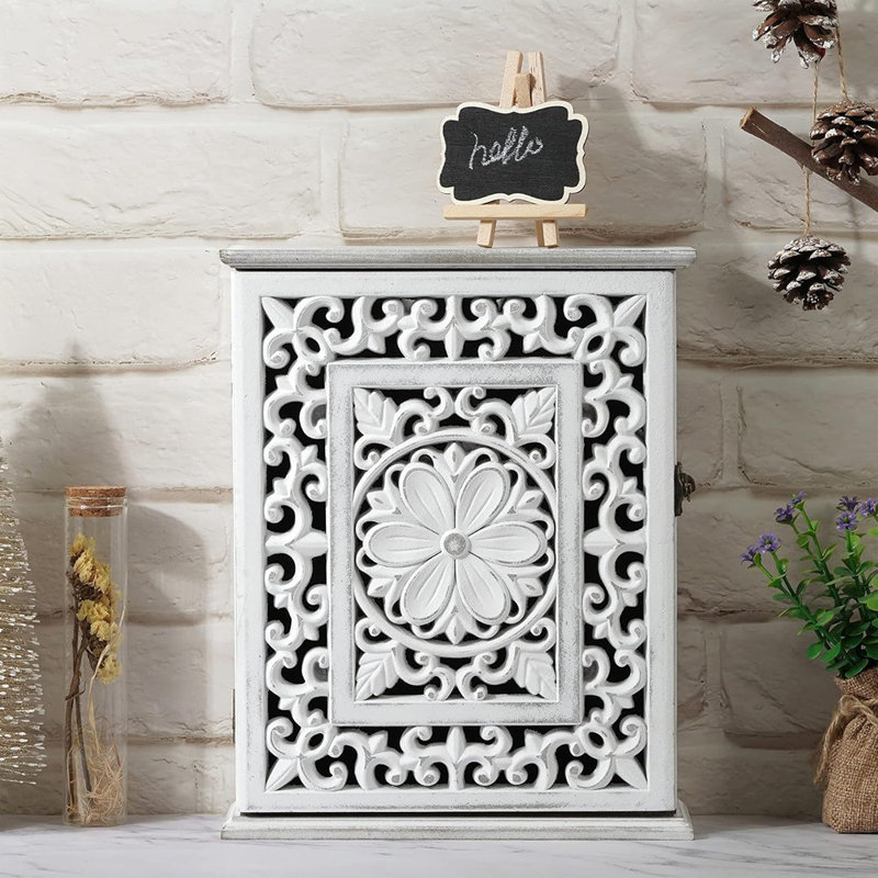 Wooden Key Holder For Wall, Key Box Key Cabinet, Key Hooks Wall Mounted Key Hangers Rustic Decorative Key Rack With 6 Key Hooks For Home Office Entryway Hallway Bedroom Living Room