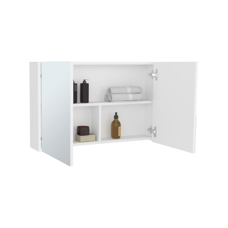 Armoire à pharmacie à double porte H 19,7 po x l 31,5 po Bouti, trois tablettes intérieures pour la salle de bain et la cuisine
