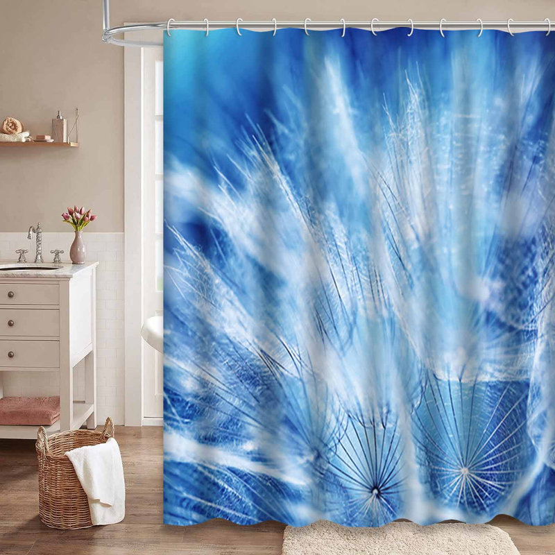 Magnifique rideau de douche à motif floral blanc avec 12 crochets, L 72 po x l 78 po