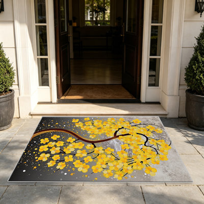 Yellow Blossom Tree area rugs for Living Room, Soft and Comfortable, Suitable for all seasons, easy to maintain, machine washable Indoor floor mat, Under Table Farmhouse suitable for Bedroom, Dining Room, Study, Patio, Balcony, Home Decor