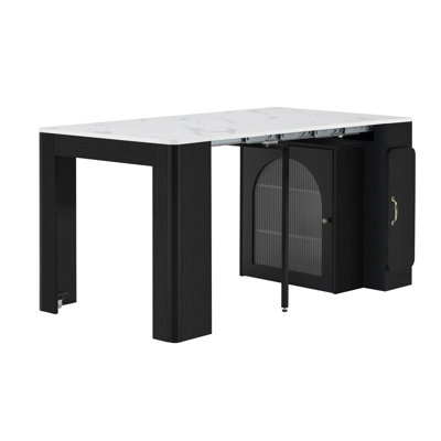 Table de salle à manger extensible avec 3 feuilles centrales amovibles (table seulement)