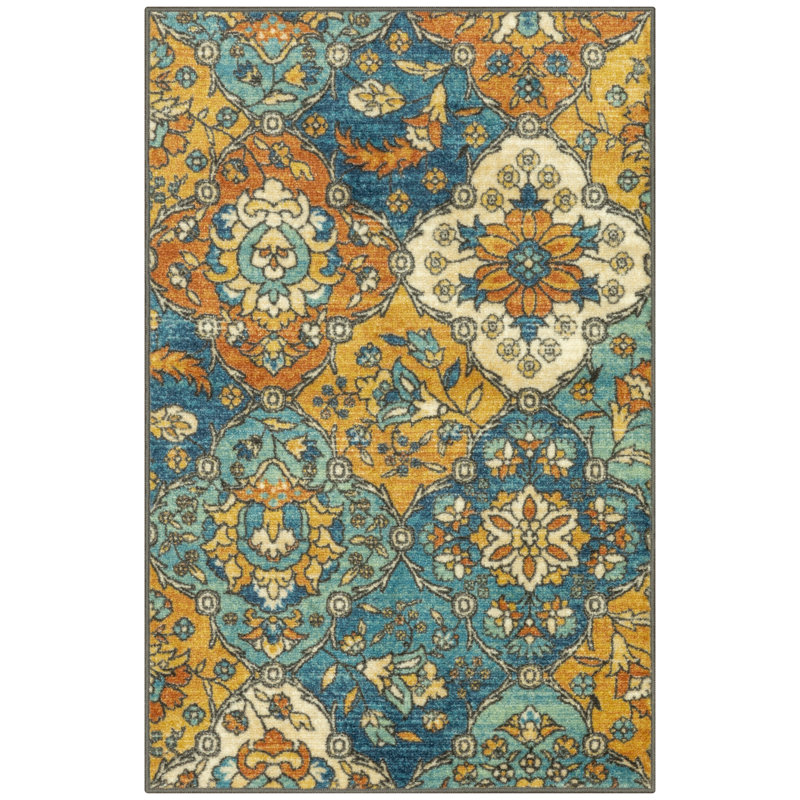 Tapis bleu lavable Sutton, Rectangle 2 pi 6 po x 3 pi 10 po