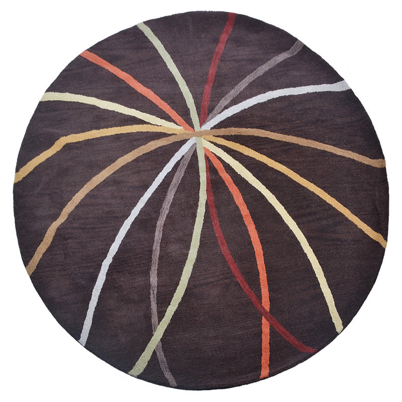 Chever Hand Tufted Wool Eco-Friendly Area Rugs - Round, Brown Color, Contemporary Modern Design, High Pile Thick Handmade Anti Skid Area Rugs for Living Room, Bed Room