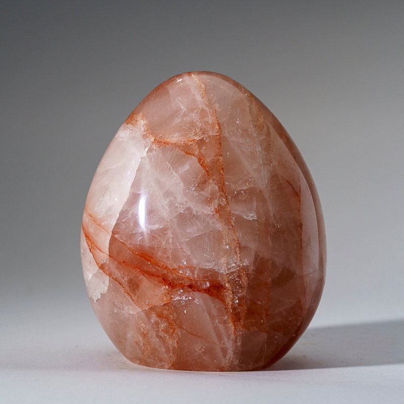 Genuine Polished Strawberry Quartz Flame Freeform, Orange, 4" H x 3.5" W x 2" D