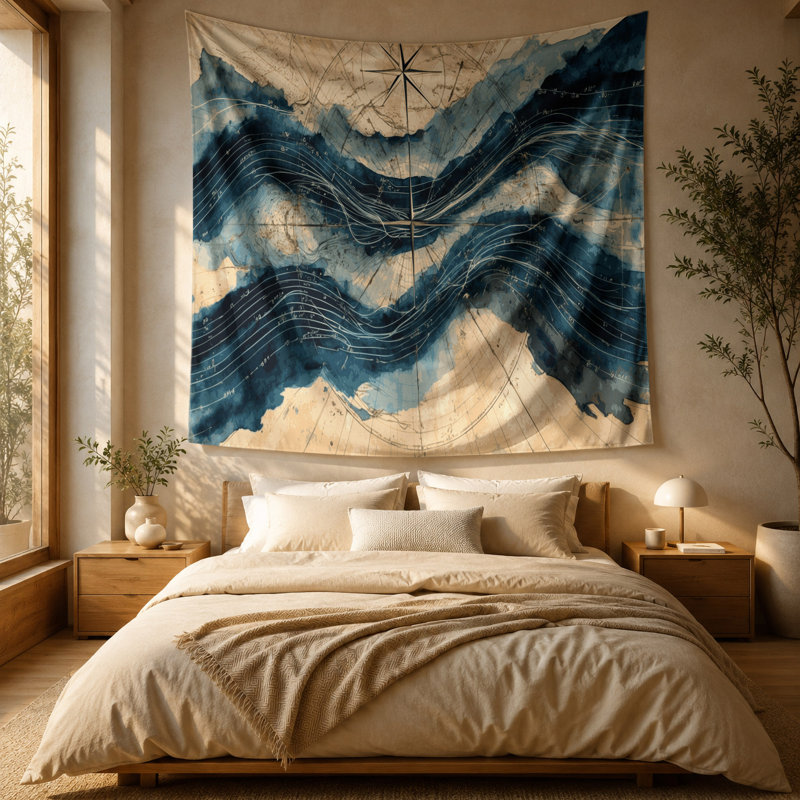Tapisserie murale nautique, 51 po x 60 po
