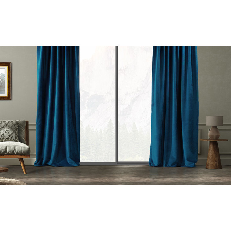 Blackout Single Curtain Panel, 130cm Width x 295cm Drop, Prussian