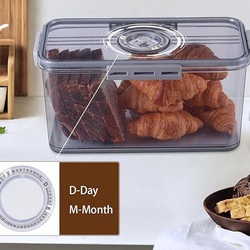 Large Gray Airtight Plastic Bread Storage Box with Lid