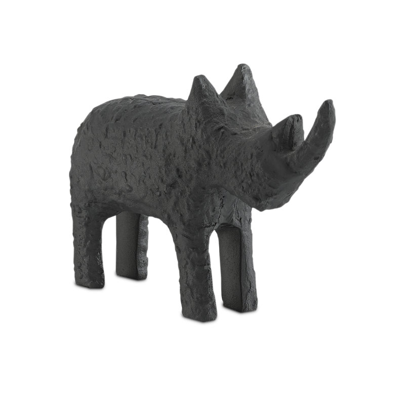 Kano Rhino Figurine, 7.75" H x 3" W x 11" D, Silver