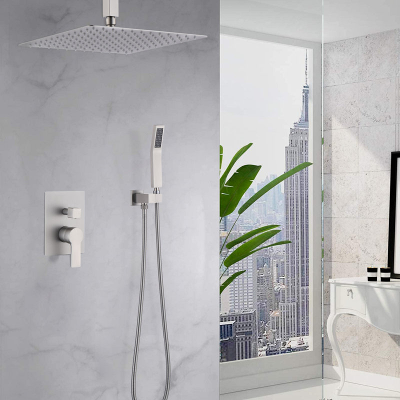 Système de douche au plafond 12 po, Nickel brossé