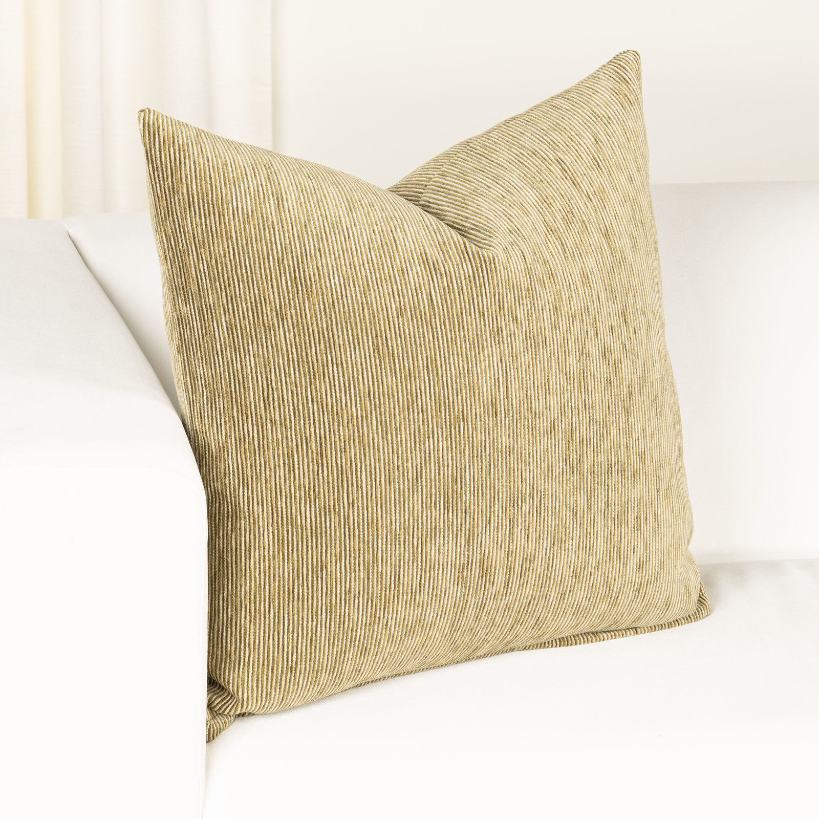 Barnaby Throw Pillow, Feather, Dill, 22" x 22"
