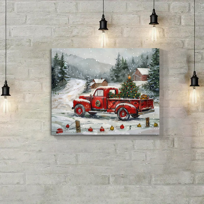 Arbre de Noël, art mural sur toile, H 32 po x l 48 po