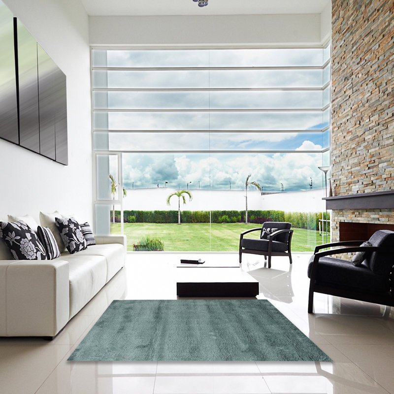 Tapis de zone vert contemporaine, Carré 5 pi
