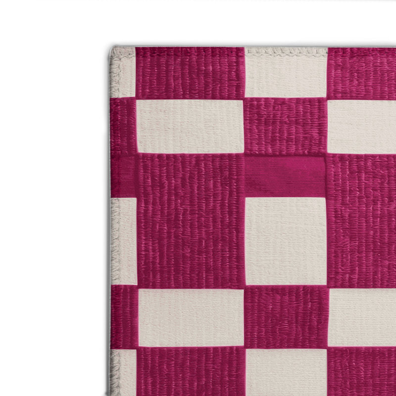 Tapis d'intérieur et d'extérieur à carreaux rouge, Rectangulaire 2 pi x 3 pi