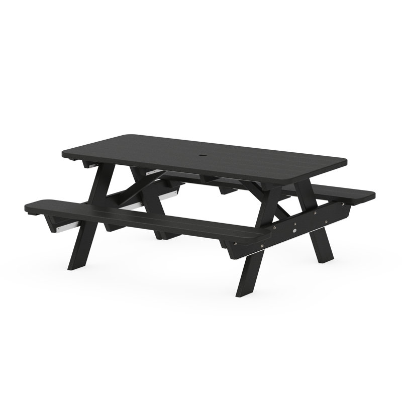 POLYWOOD Park 72" Picnic Table, Black