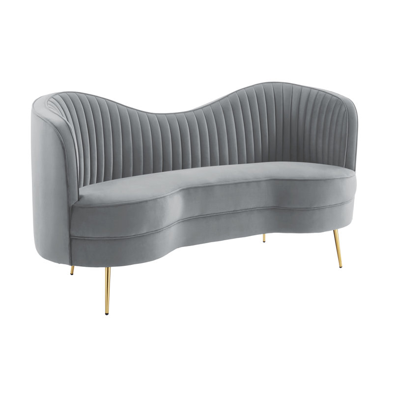 Sagatov 72'' Velvet Loveseat, Gray Velvet
