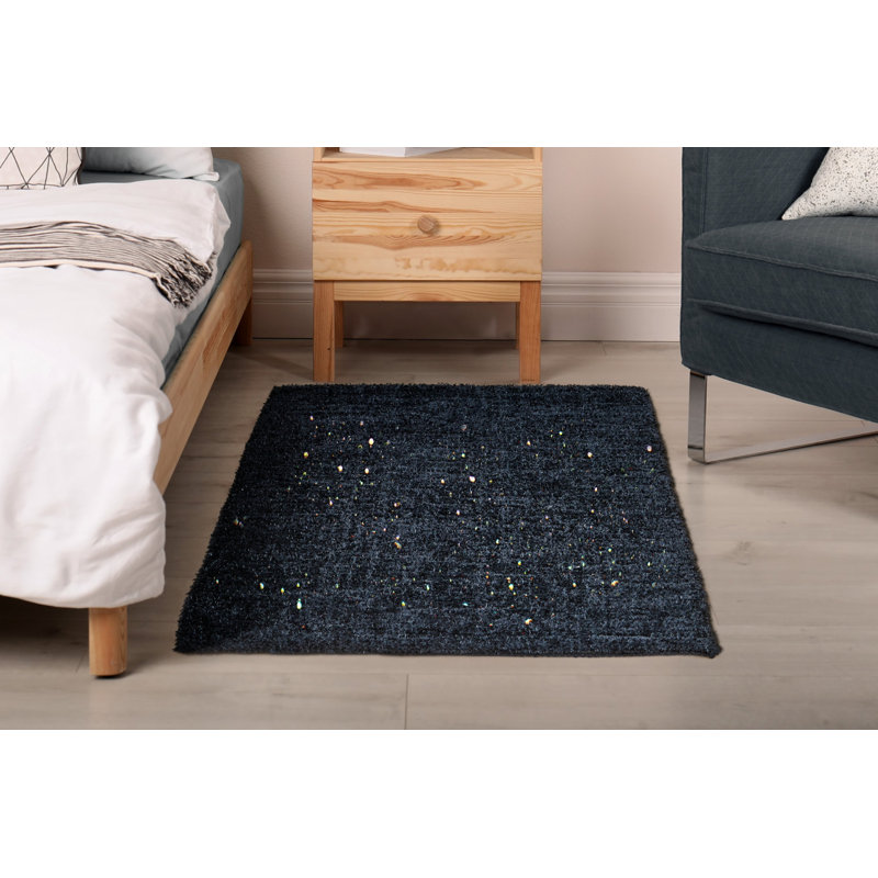 Twinkle Polyester Blend Non-Slip Shower Mat, Black