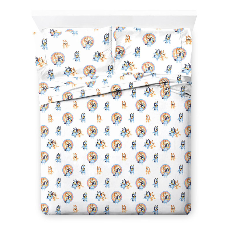 Bluey and Bingo White Organic Cotton Twin Sheet Set