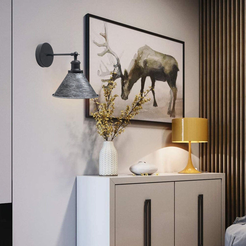 Aybar Armed Sconce, Satin Nickel, 17cm H x 22cm W x 17cm D, Brushed Silver