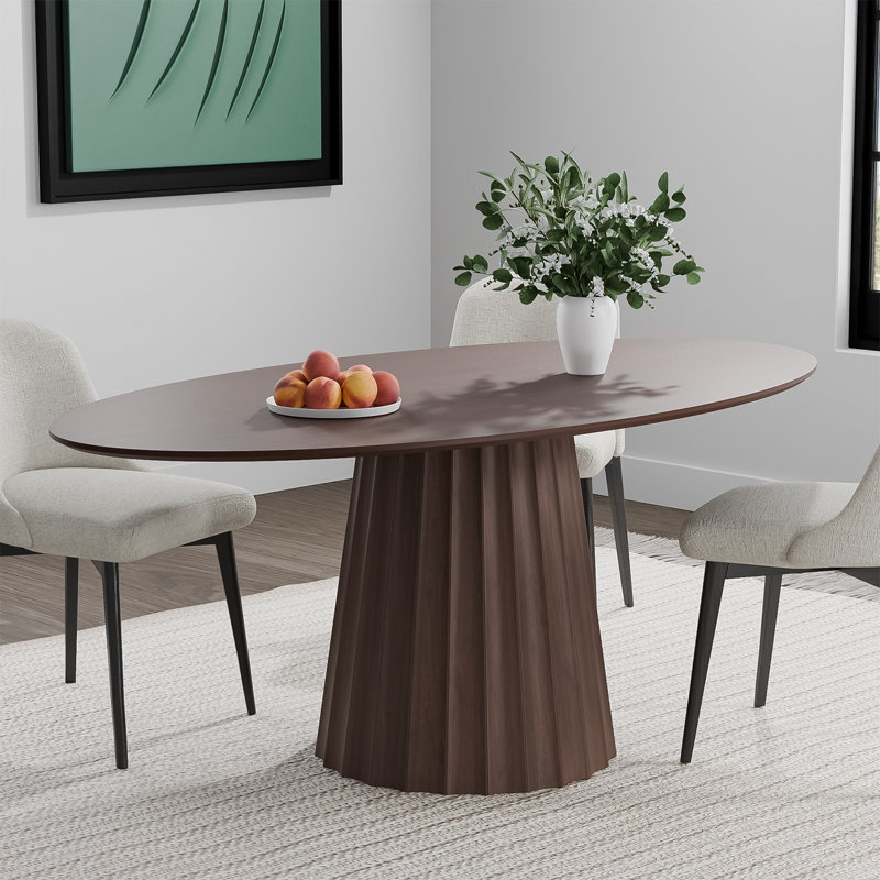 67" Oval Dining Table Pedestal Kitchen Table for 6, Walnut