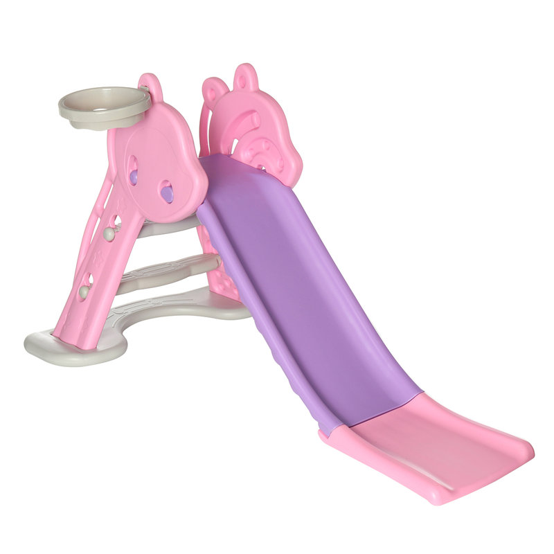 KingSo 55.77'' W Plastic Freestanding Slide, Pink