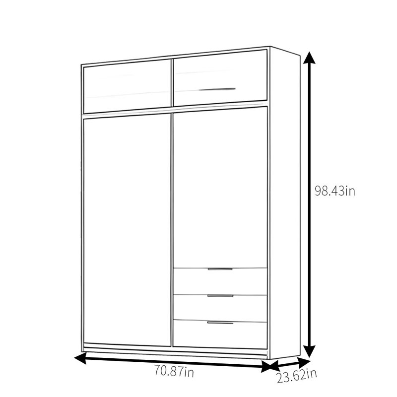 Armoire classique rétro, H 98,43 po x l 70,87 po x P 23,62 po