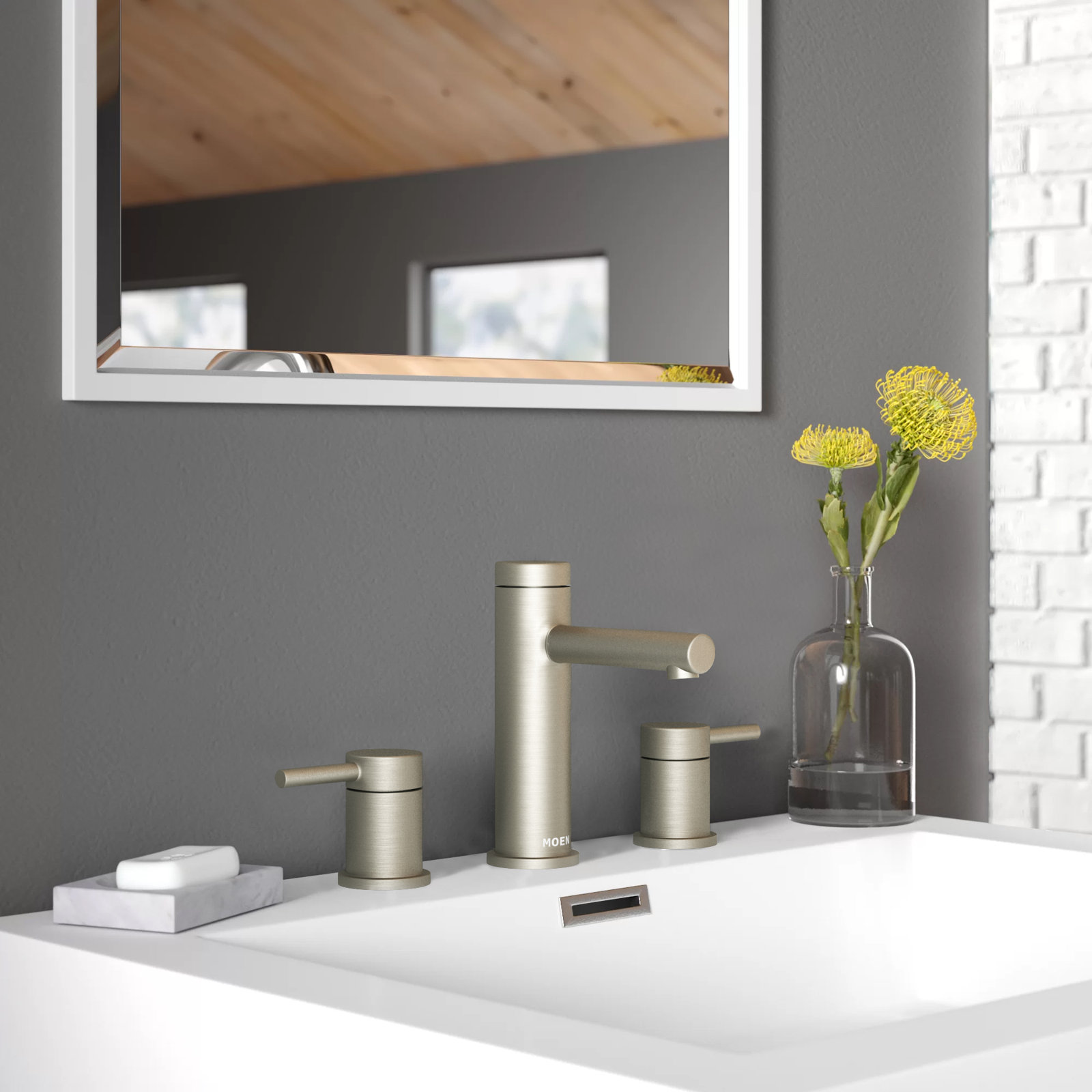 Moen Align Two-Handle Widespread Bathroom Faucet Trim Kit, Valve Required, Brushed Nickel