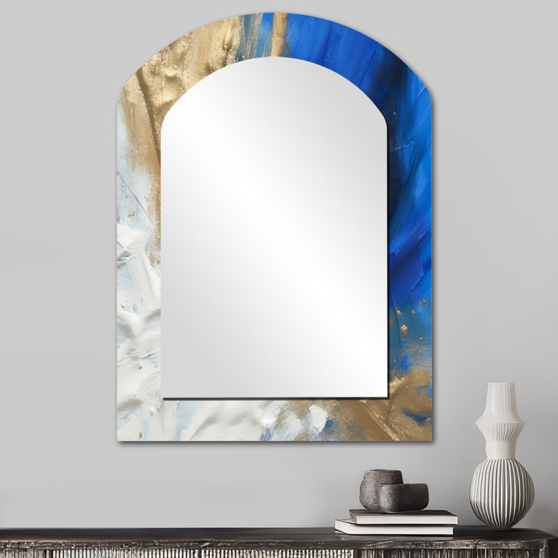 Transcendance abstraite en bleu et or II, 34 po x 25 po