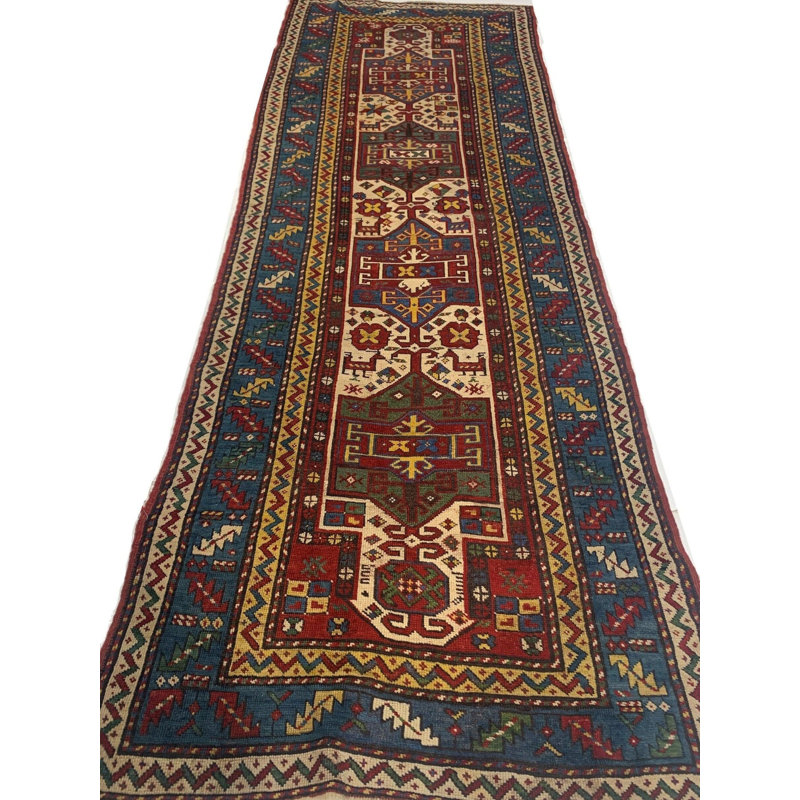 Tapis de couloir oriental en coton / laine noué à la main 3 pi 6 po x 9 pi 6 po Oriental