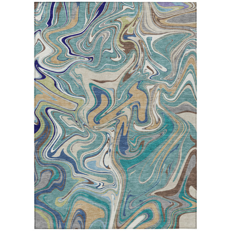 Machine Washable Indoor/Outdoor Jourdan ACN2395 Abstract Rug, Rectangle 3' x 5'