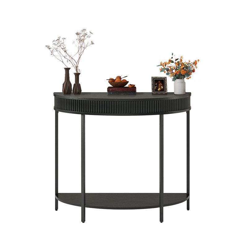 Fluted Half Moon Console Table