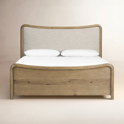 Linen Upholstered Oak Bed