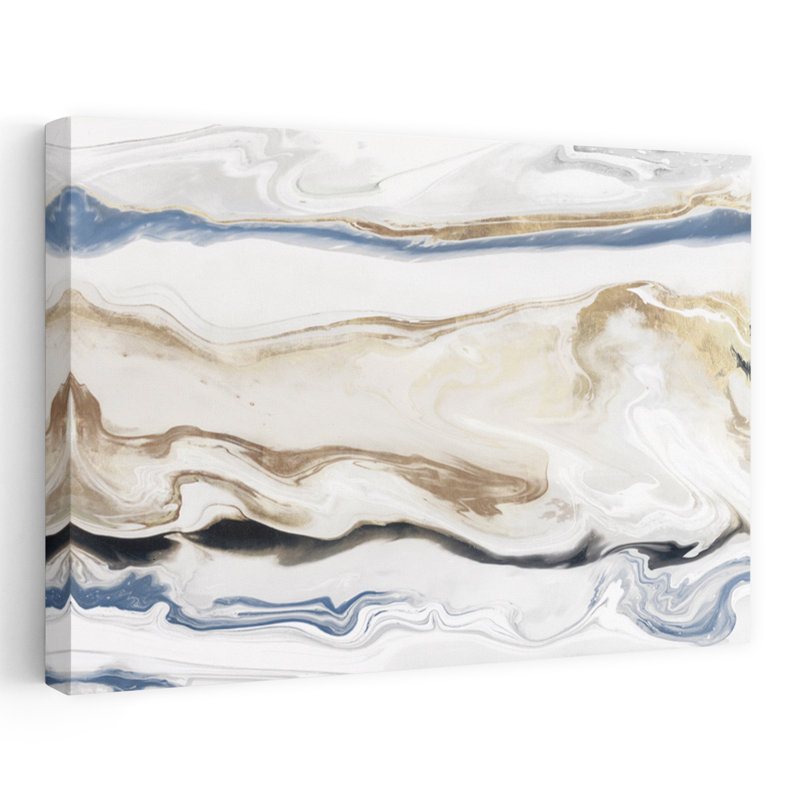 Synthèse I, art abstrait océanique biologique moderne, H 16 po x l 24 po