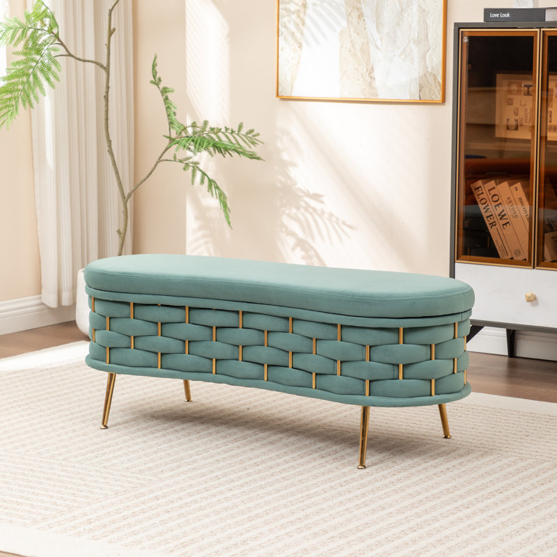 Banc de rangement rembourré Cristen, Vert