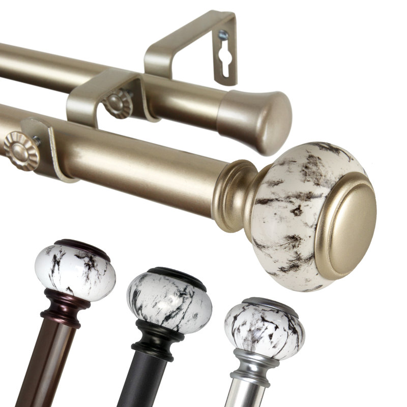 Tringle à rideaux double Nisswa, H 2,75 po x l 240 po x P 6,75 po, Nickel satiné
