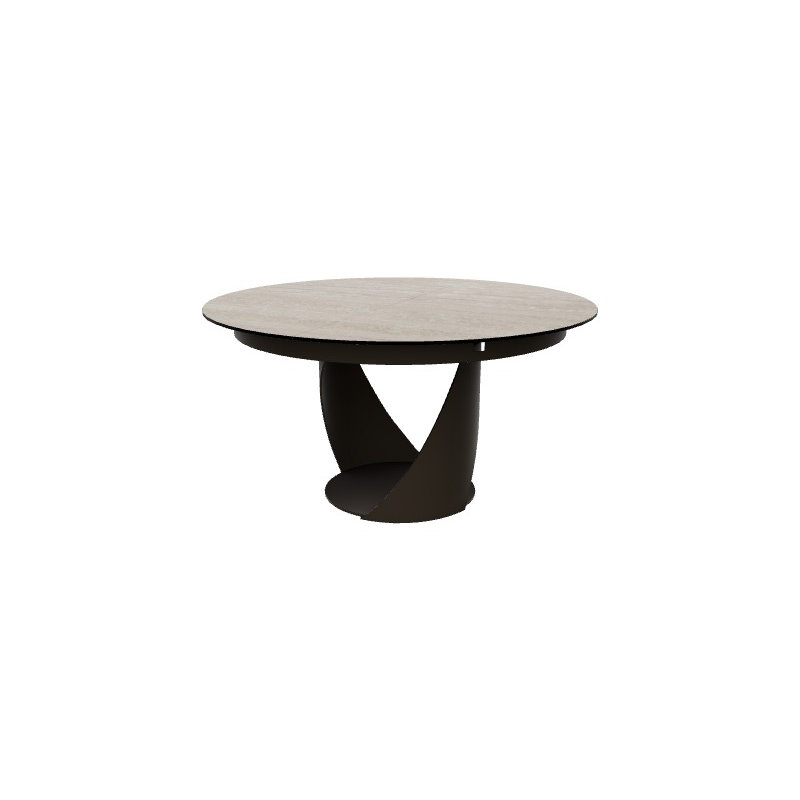 Cyclone Extendable Tables, Matt Bronze, White Travertino