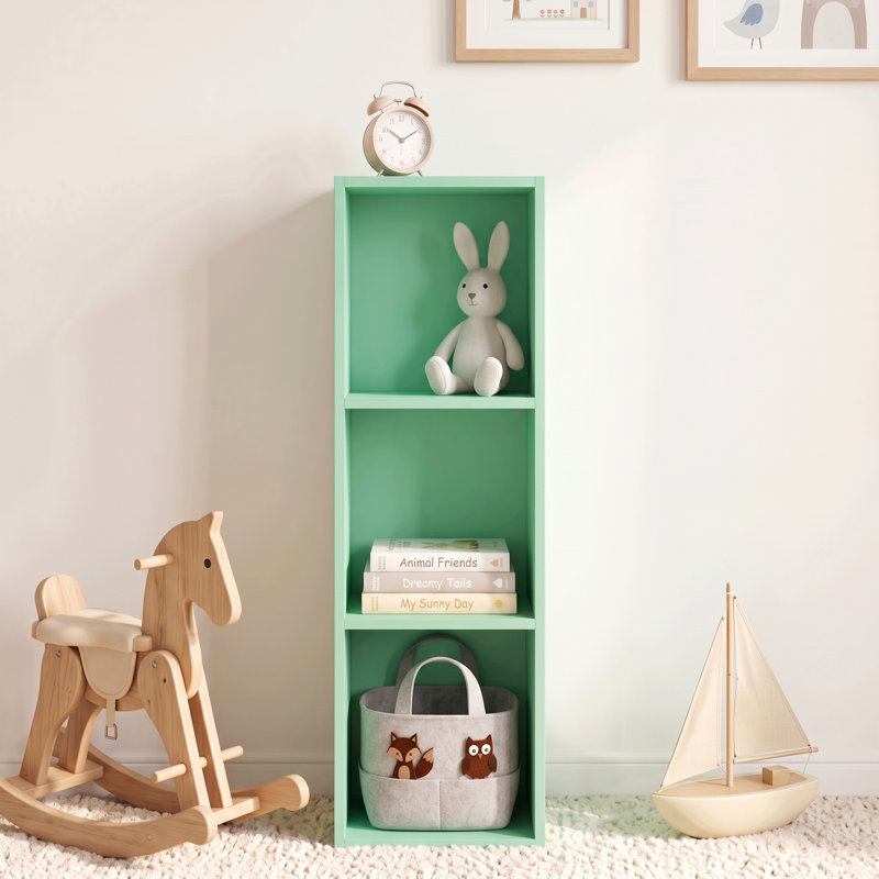 Bibliothèque à 3 niveaux, tablette ouverte, verte, (3 tablettes) H 31,5 po x l 9,61 po x P 9,37 po, Vert