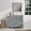 Ensemble de meuble-lavabo autoportant 42 po avec plateau en céramique et miroir assorti Brescia-27042796