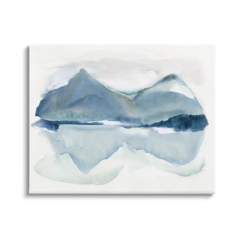 Blue and White Abstract Landscape Canvas Wall Art, 20" x 16"