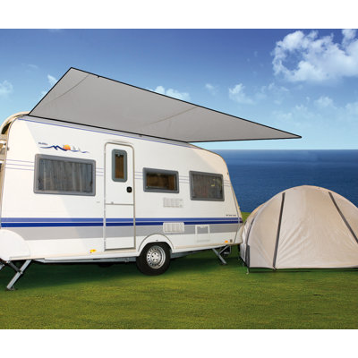 Symple Stuff 3.5cm W x 2.4cm D Fabric Grey Cover Retractable Patio Awning